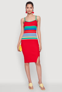 Madden Girl Striped Cami Dress with Side Slit