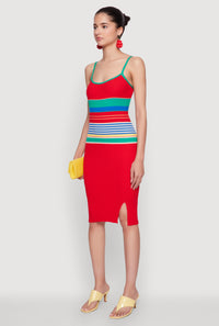 Madden Girl Striped Cami Dress with Side Slit