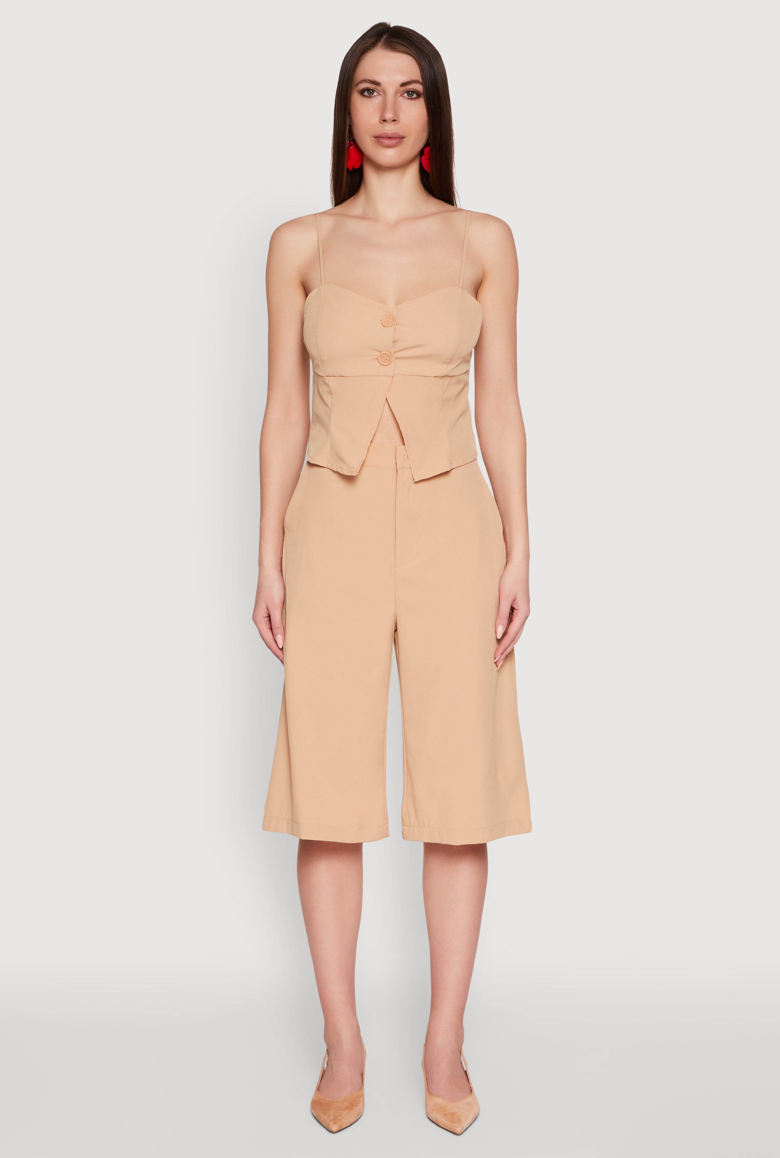Chic Cami with Sweetheart Neckline and Button Details