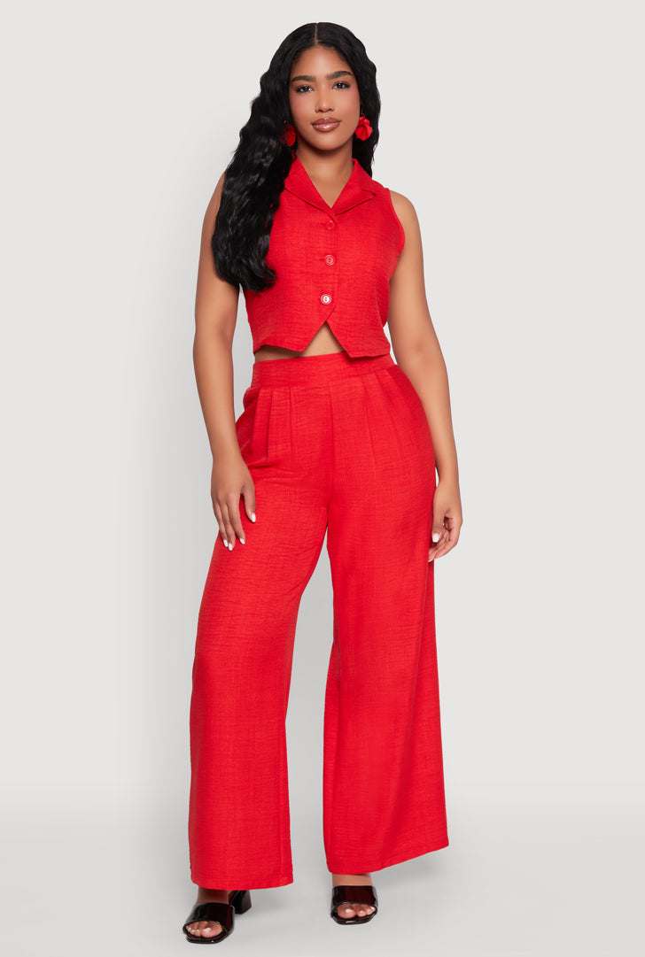 High Waisted Pleated Palazzo Pants