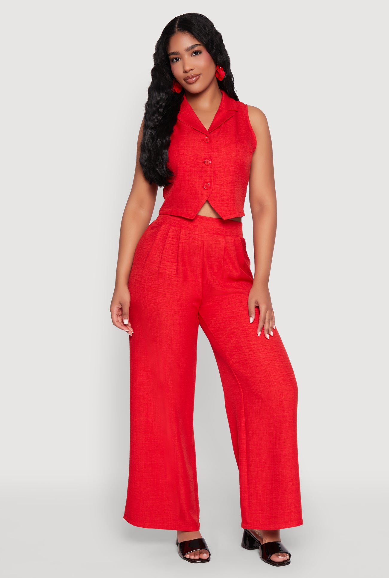 High Waisted Pleated Palazzo Pants