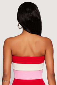 Striped Rhinestone Heart Keyhole Tube Top