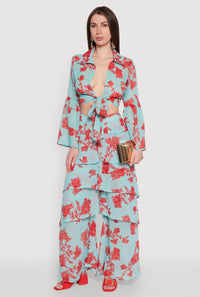 Stylish Spoon Jeans Floral Print High Waisted Tiered Palazzo Pants