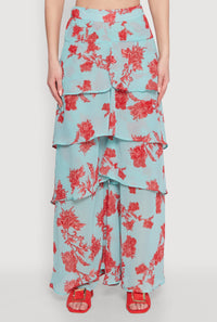 Stylish Spoon Jeans Floral Print High Waisted Tiered Palazzo Pants