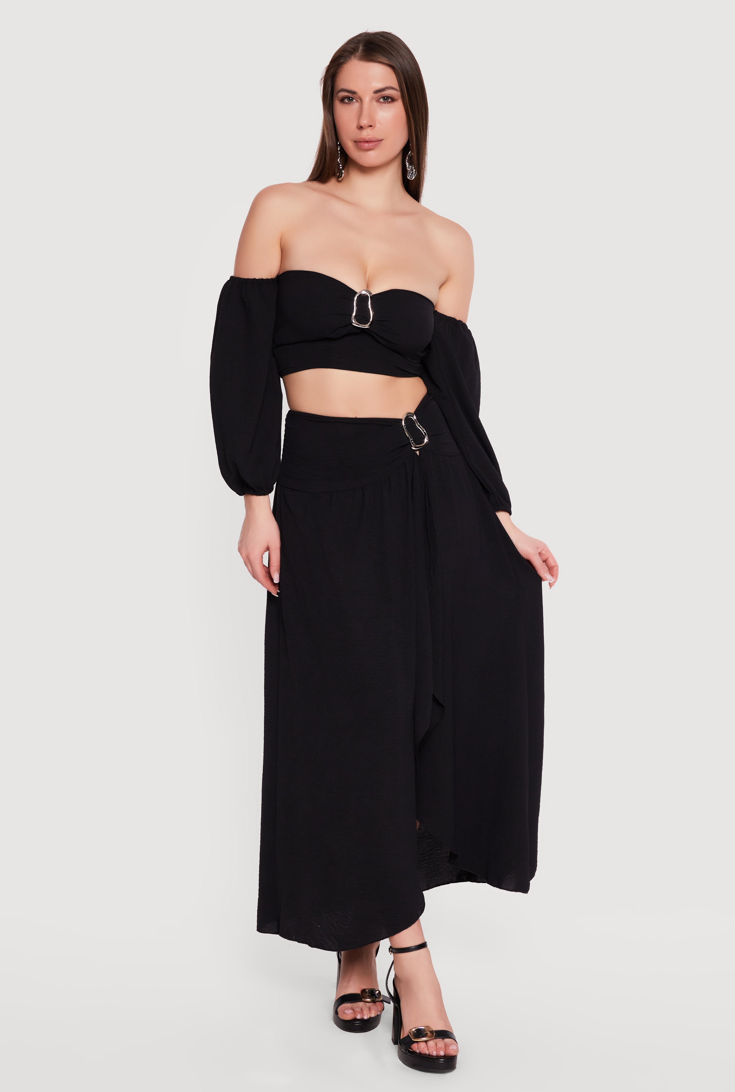 Balloon Sleeve Off The Shoulder Crop Top
