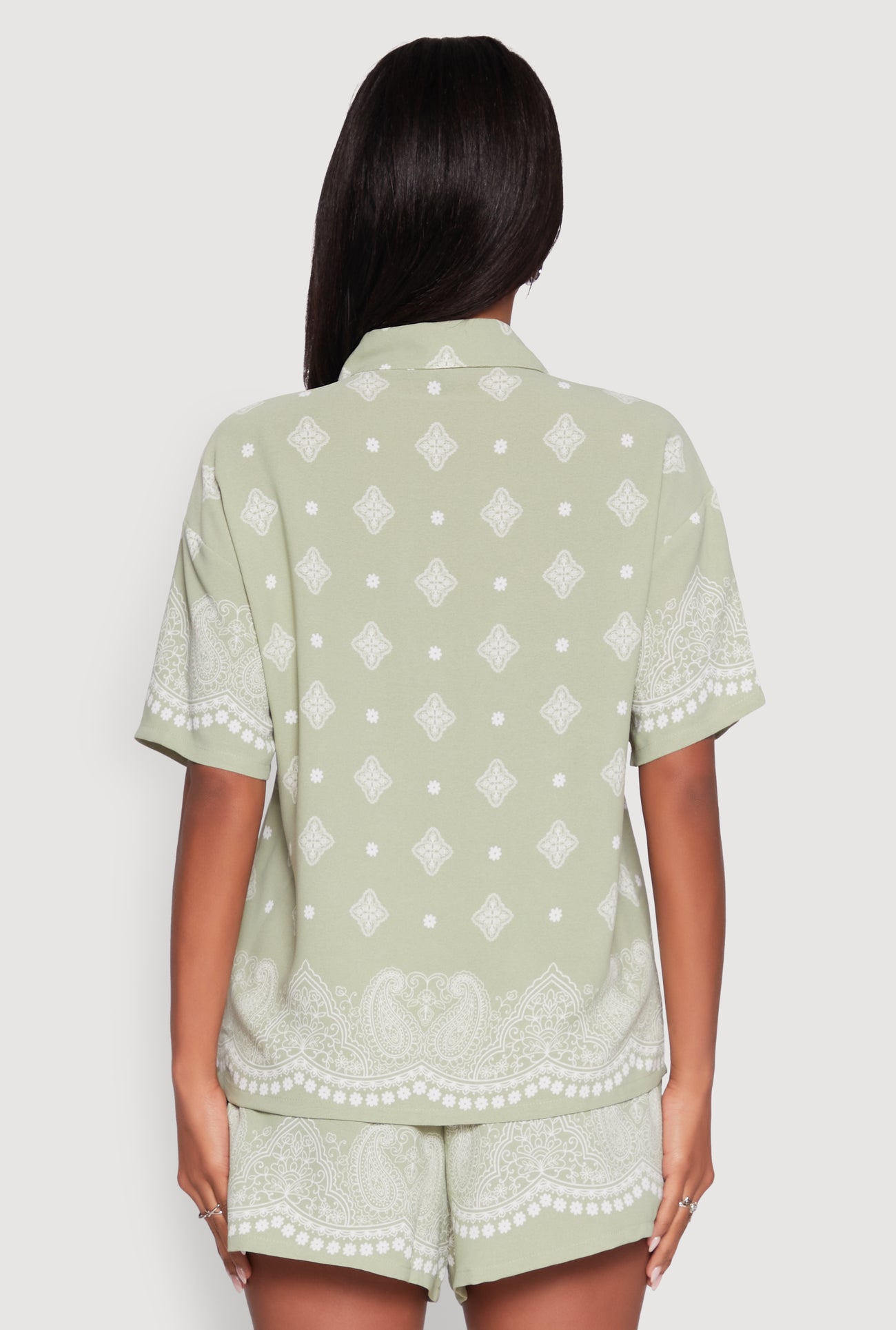 Crepe Knit Bandana Print Shirt