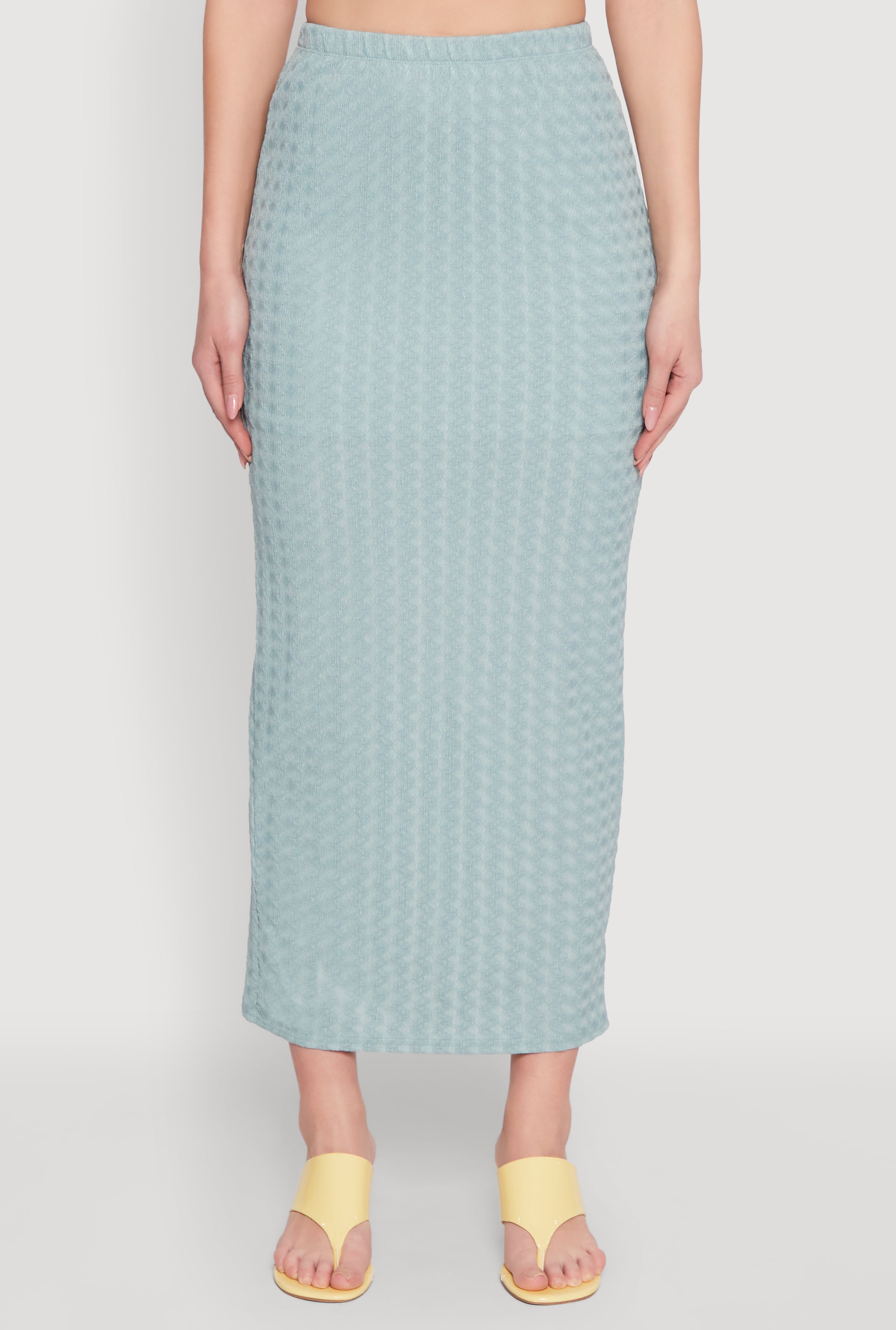 Textured Knit High Waisted Maxi Skirt