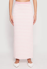 Striped Textured Knit Maxi Skirt