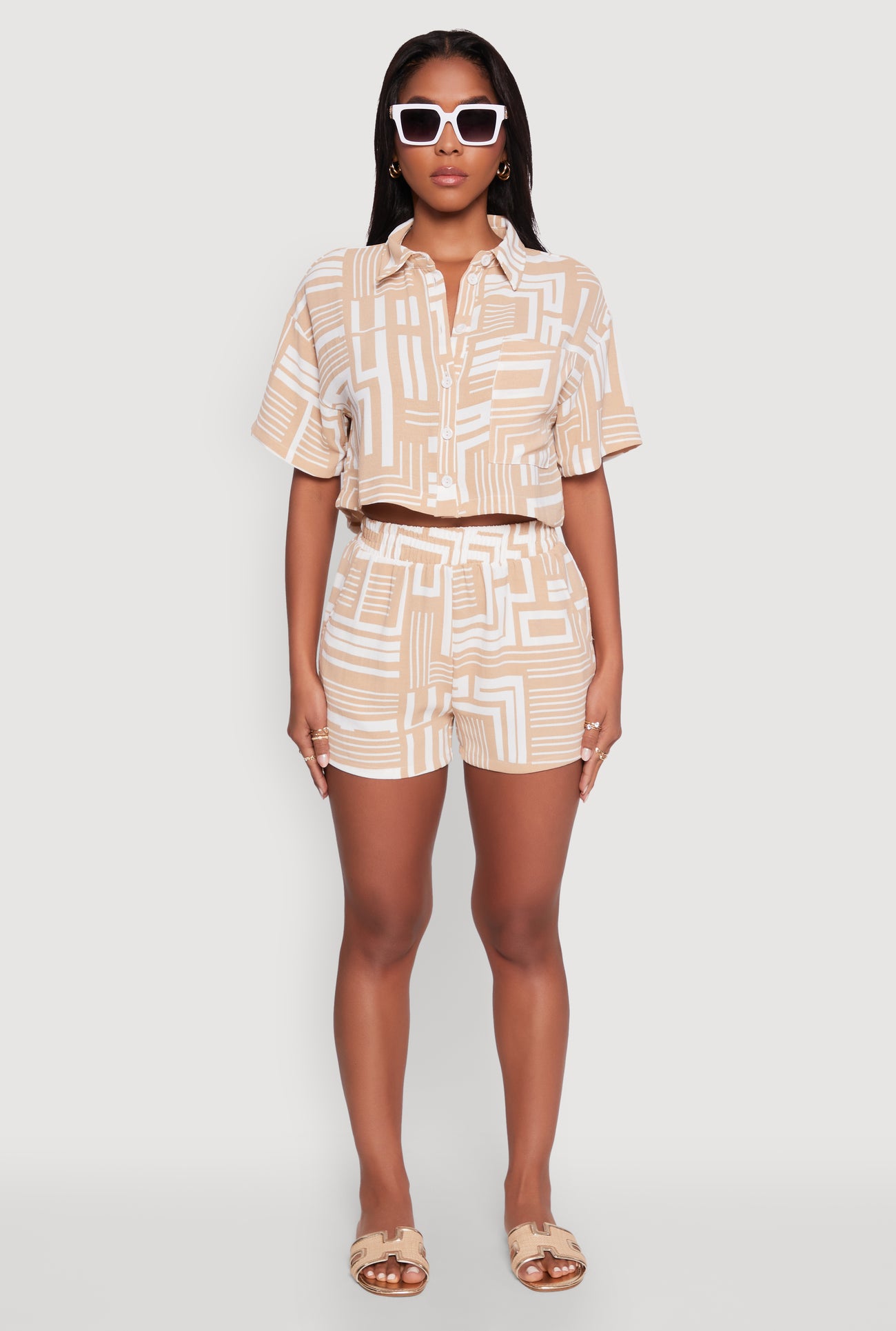 Trendy High Waisted Crepe Knit Shorts with Elastic Waist