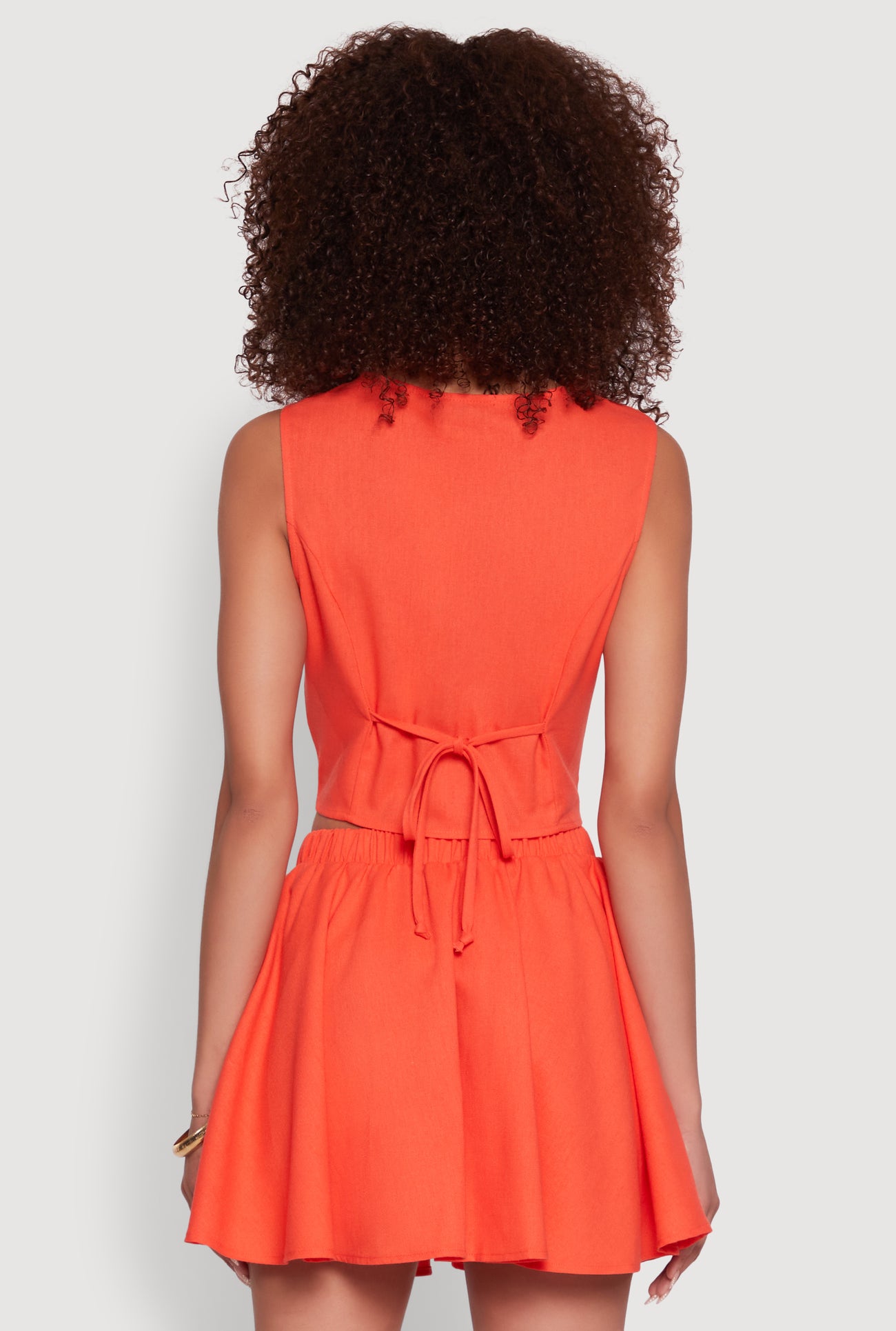 Faux Pocket Button Front Square Neck Vest