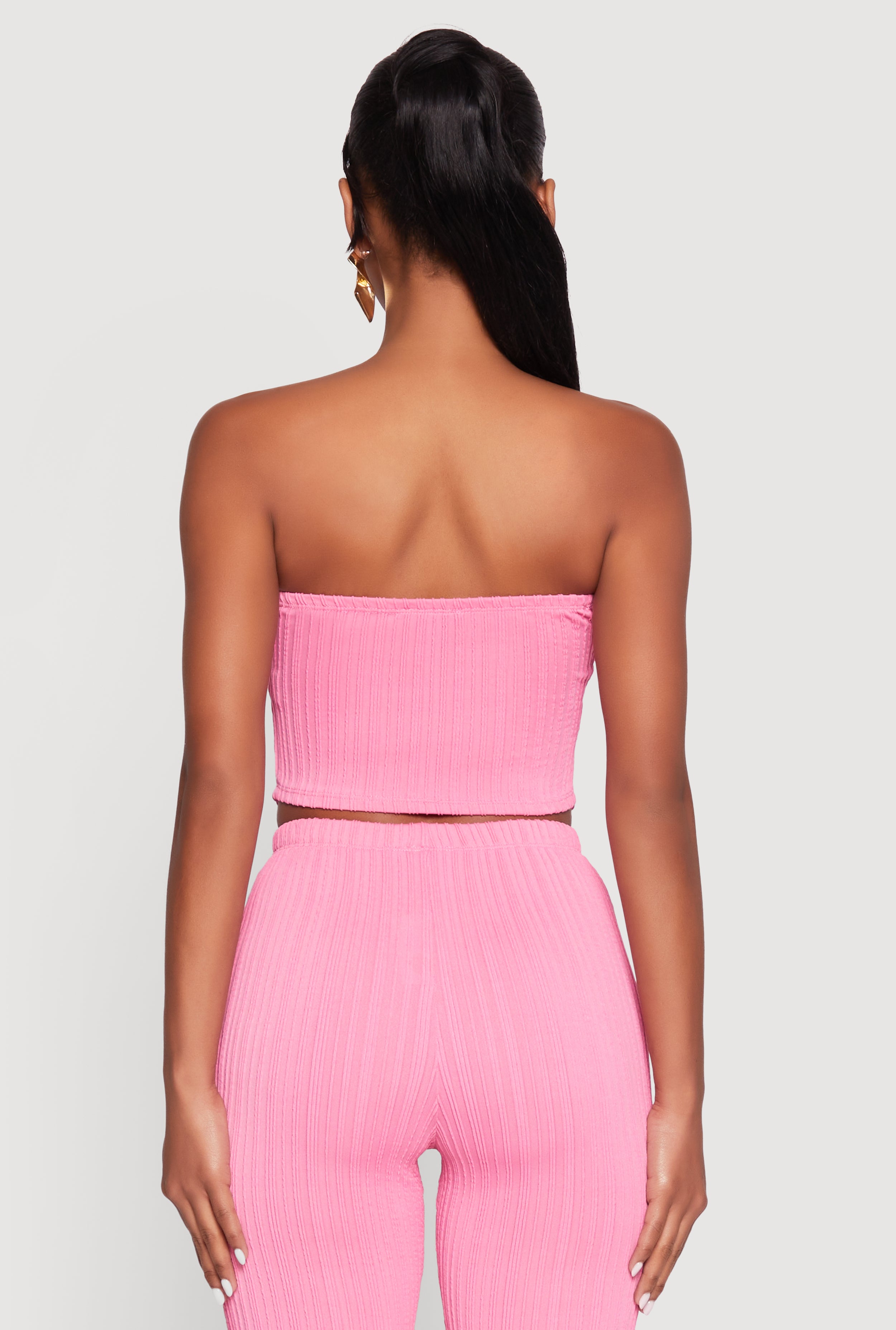 Ruched Textured Knit Tube Top