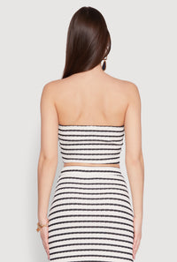 Rosette Detail Striped Tube Top
