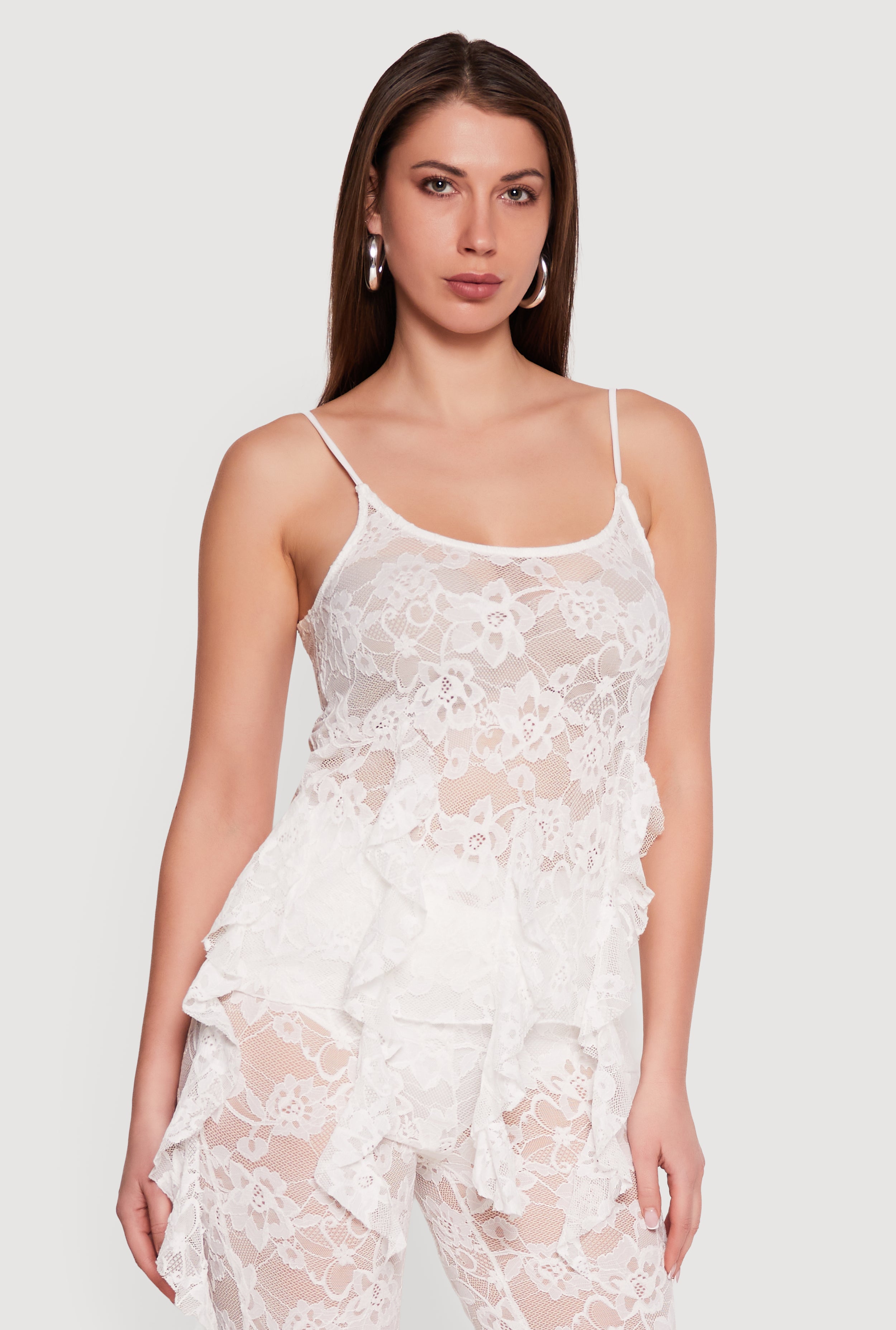 Floral Lace Ruffle Top