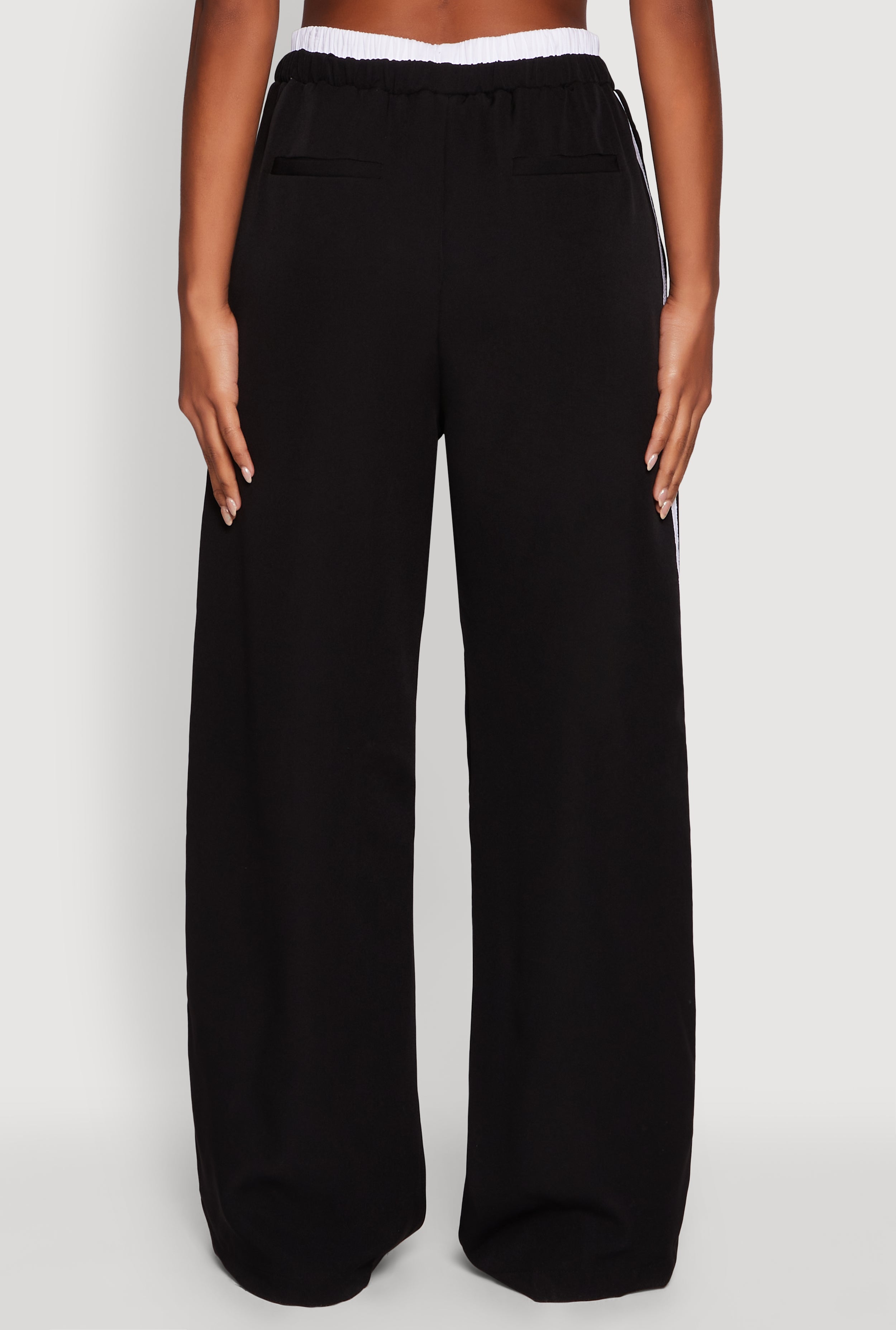 パンツ widestraight stripe slacks OYOANGLE Women's Straight Wide Leg Trousers Striped Print