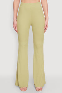 High Waisted Rib Knit Palazzo Pants