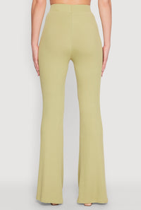 High Waisted Rib Knit Palazzo Pants