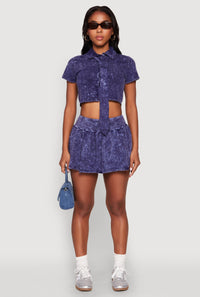 Mineral Wash Crop Top with Necktie