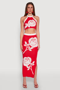 Contrast Trim Floral Print Maxi Skirt