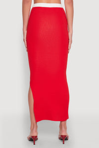Contrast Trim Floral Print Maxi Skirt