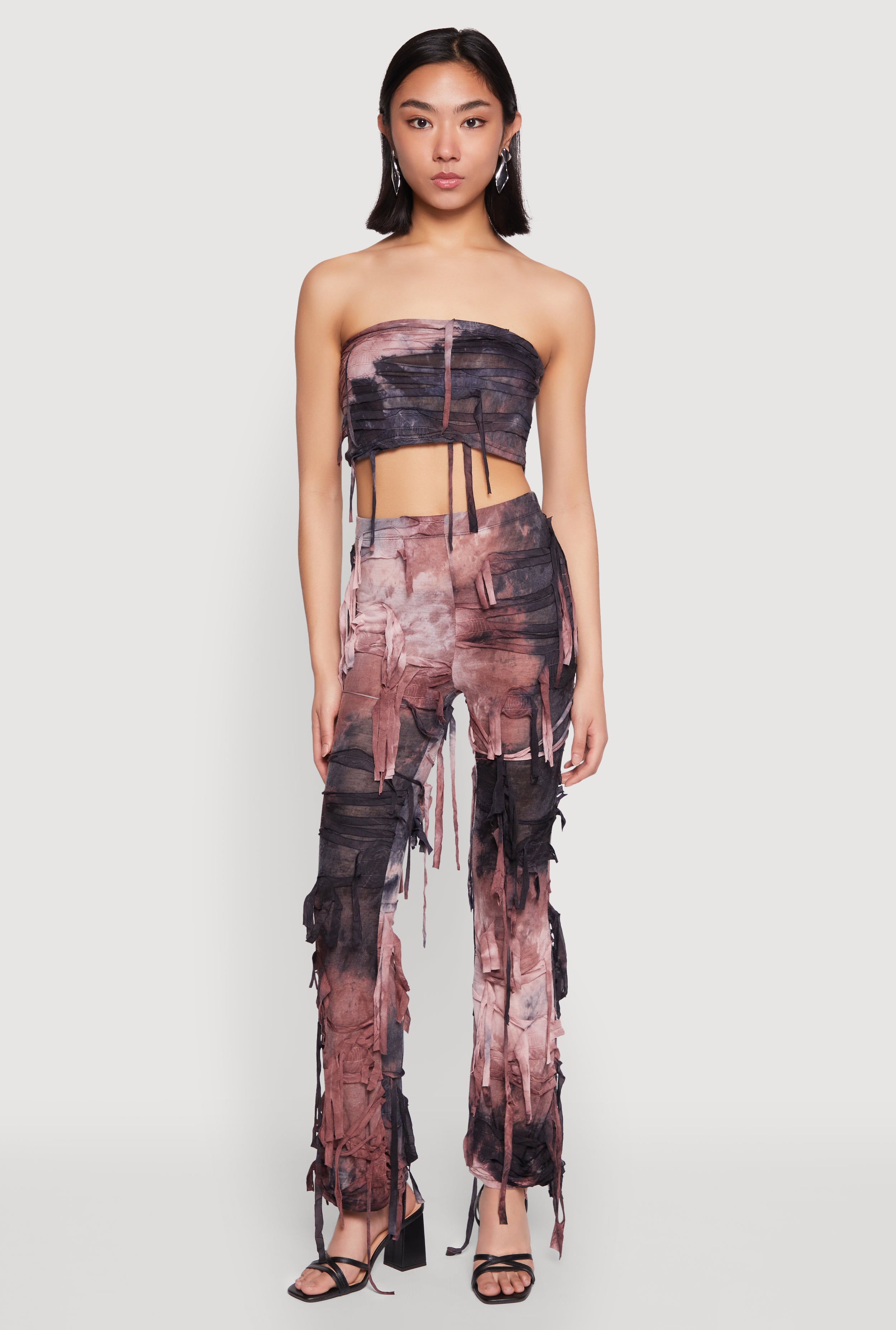 Tie Dye Slashed Bandeau Top