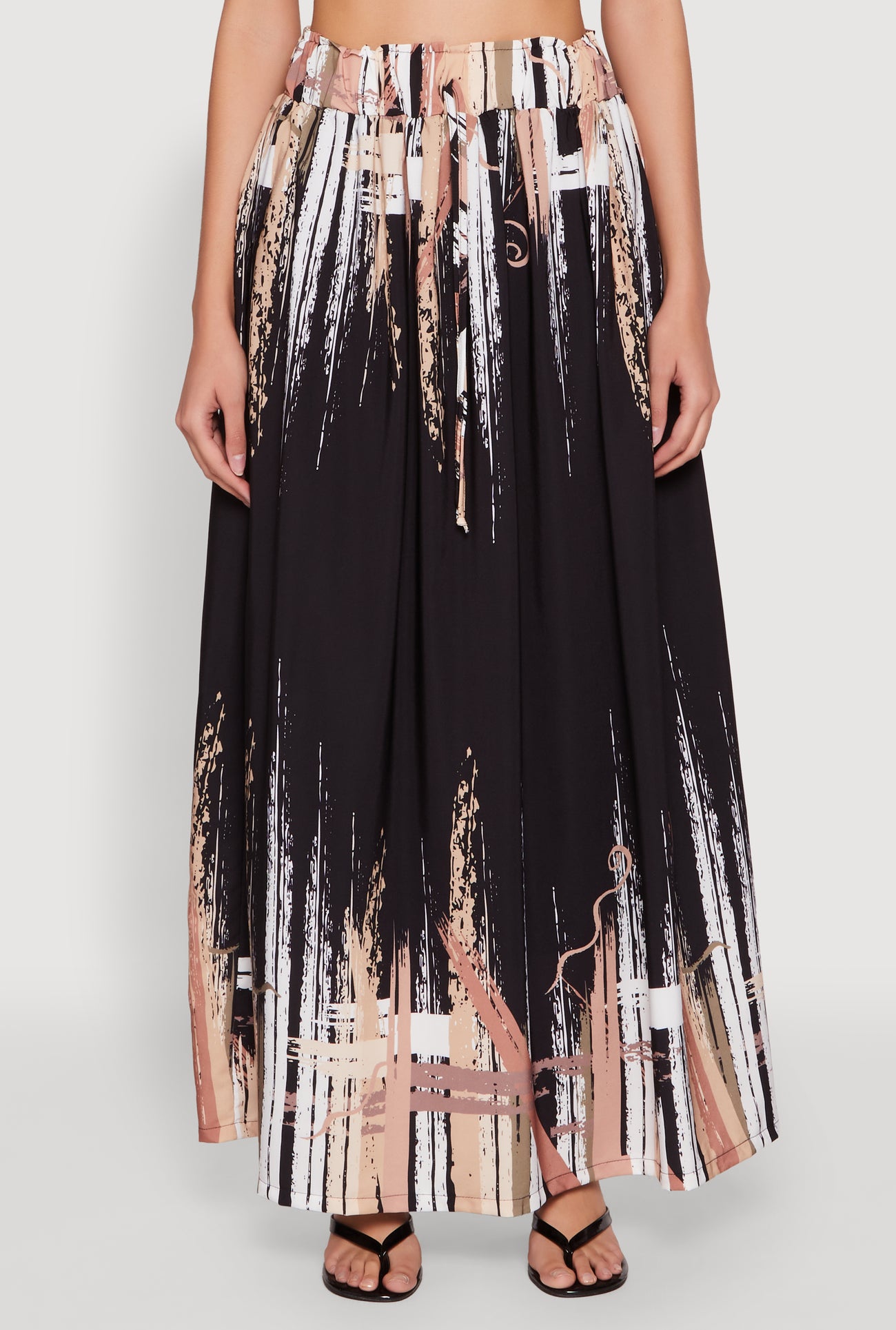 Abstract Brush Stroke Print Maxi Skirt