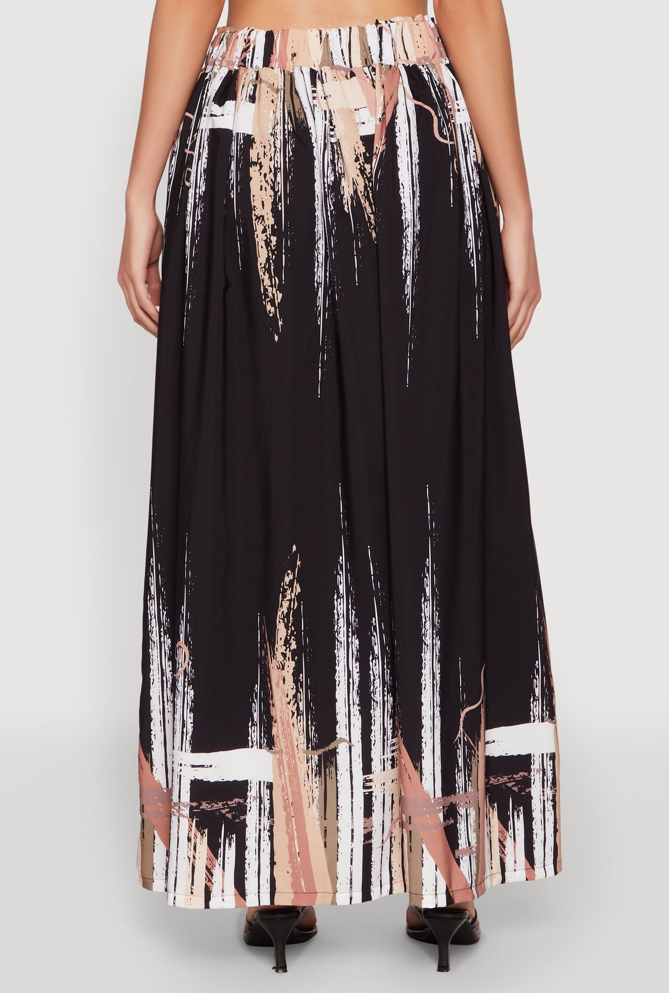 Abstract Brush Stroke Print Maxi Skirt