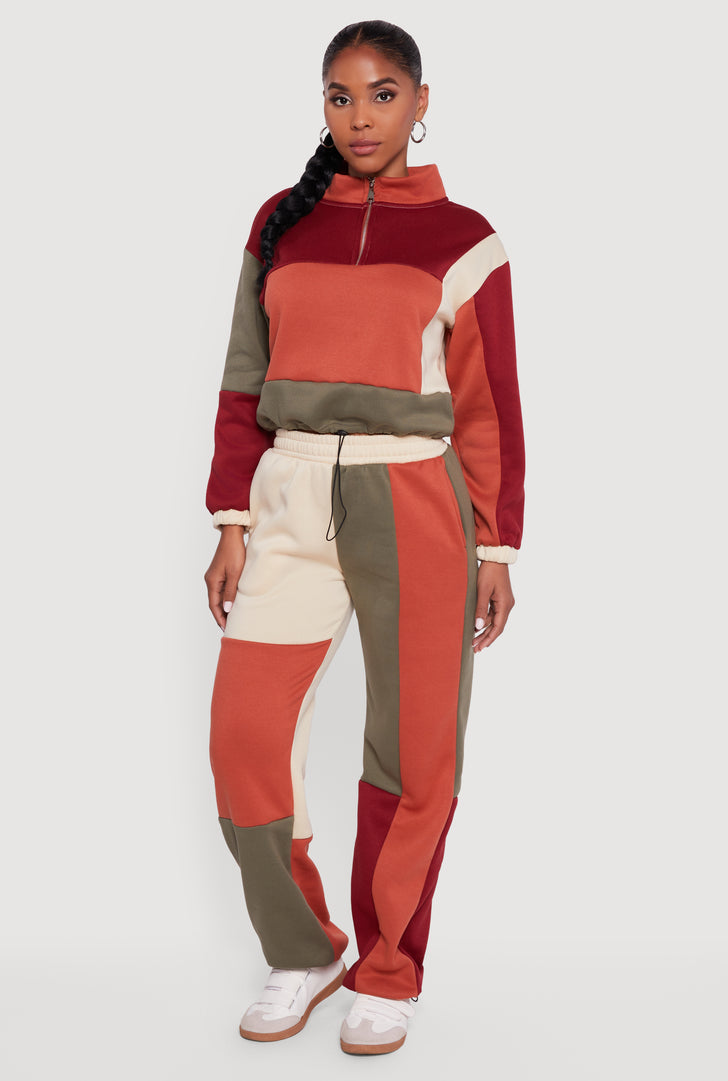 Color Block Pull On Sweatpants