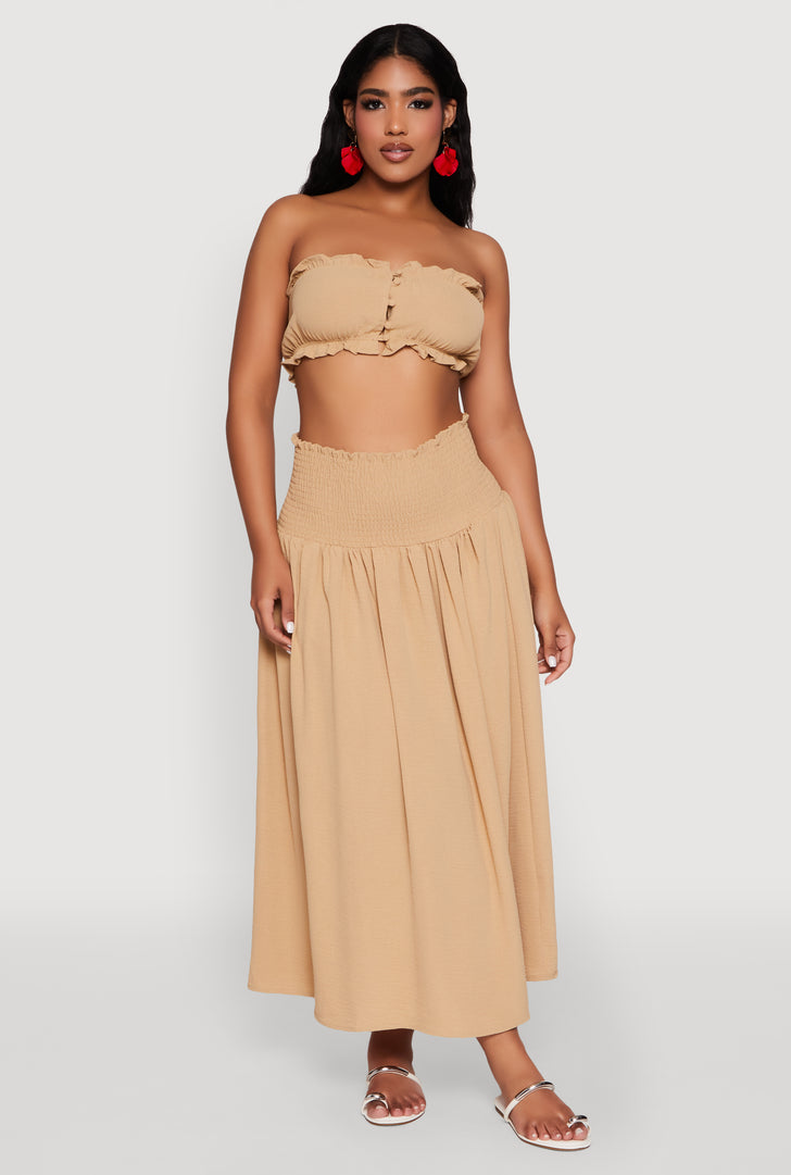 Airy Smocked High Waist Skirt