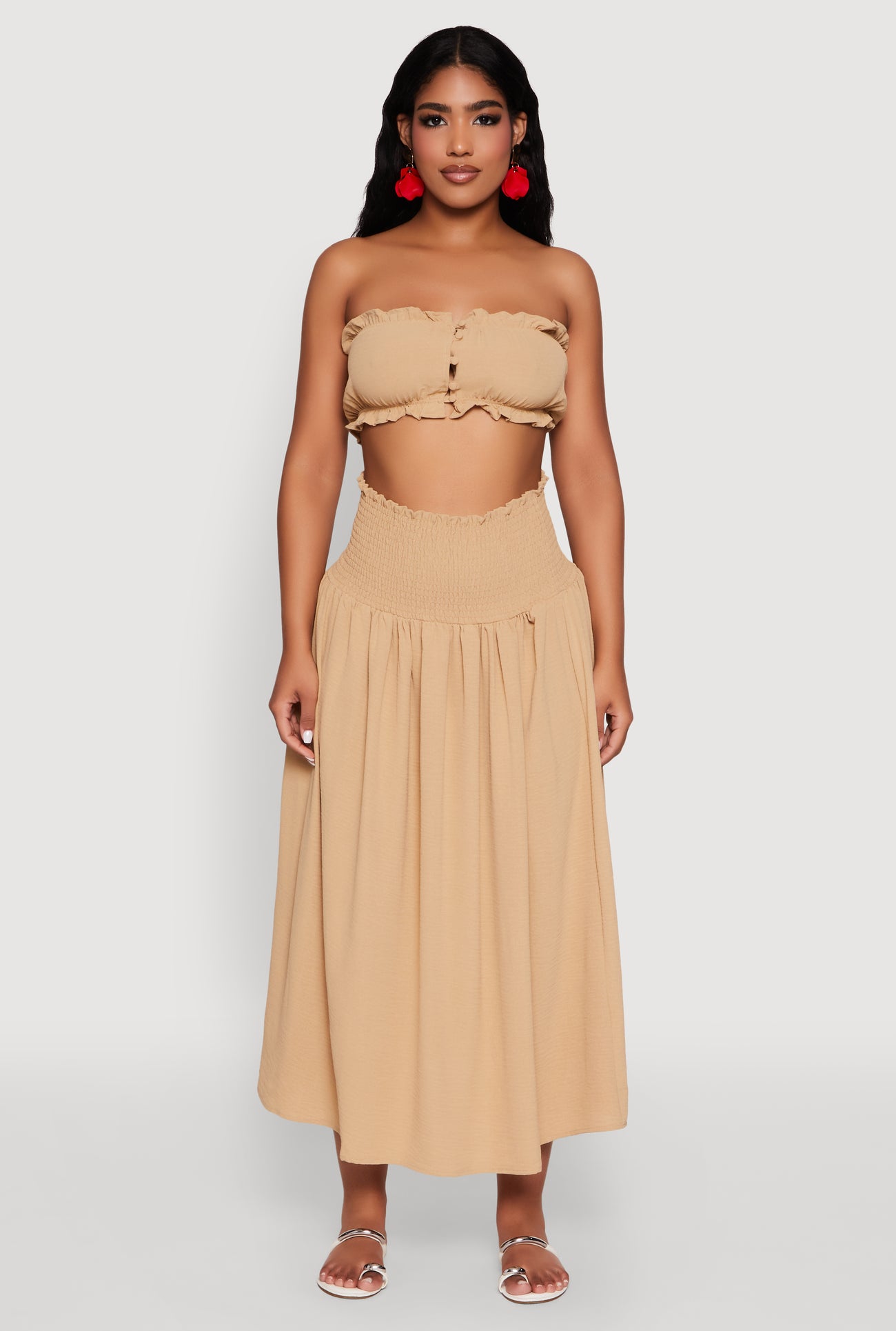 Airy Smocked High Waist Skirt