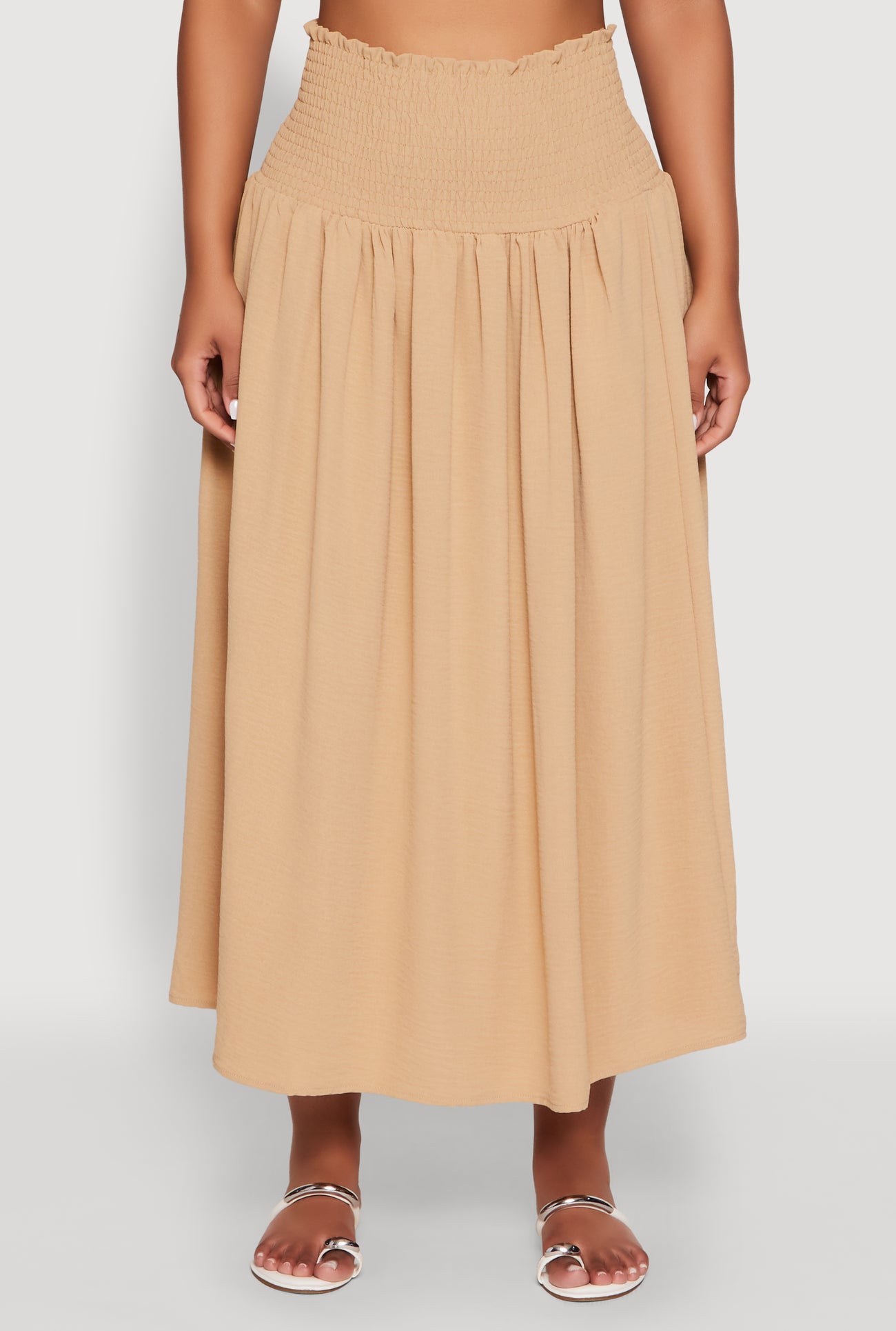 Airy Smocked High Waist Skirt