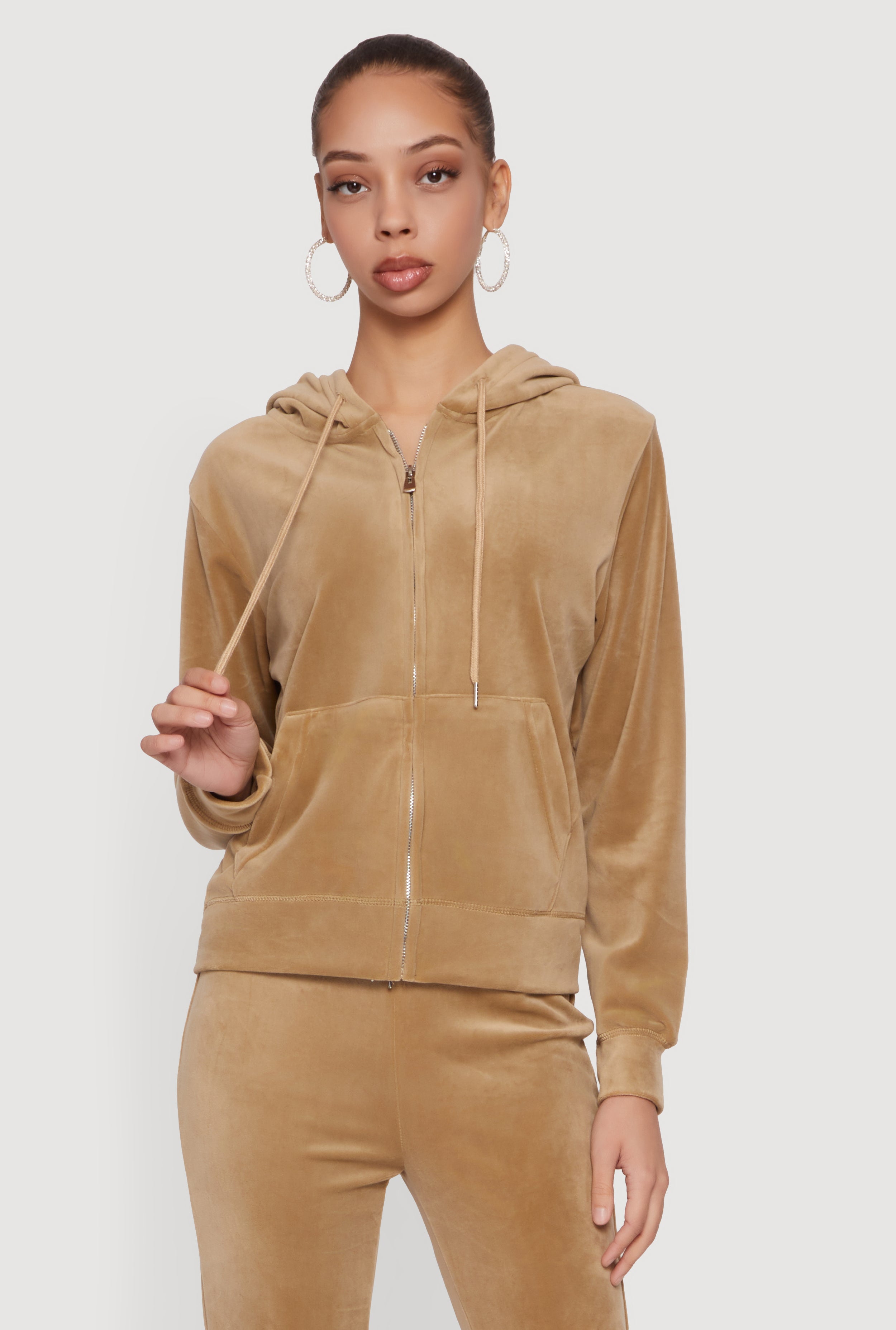 *p(R)ojectR® RhinestoneHoodie THERAMPAGE Rhinestone Rampage Velour Zip Front Hoodie