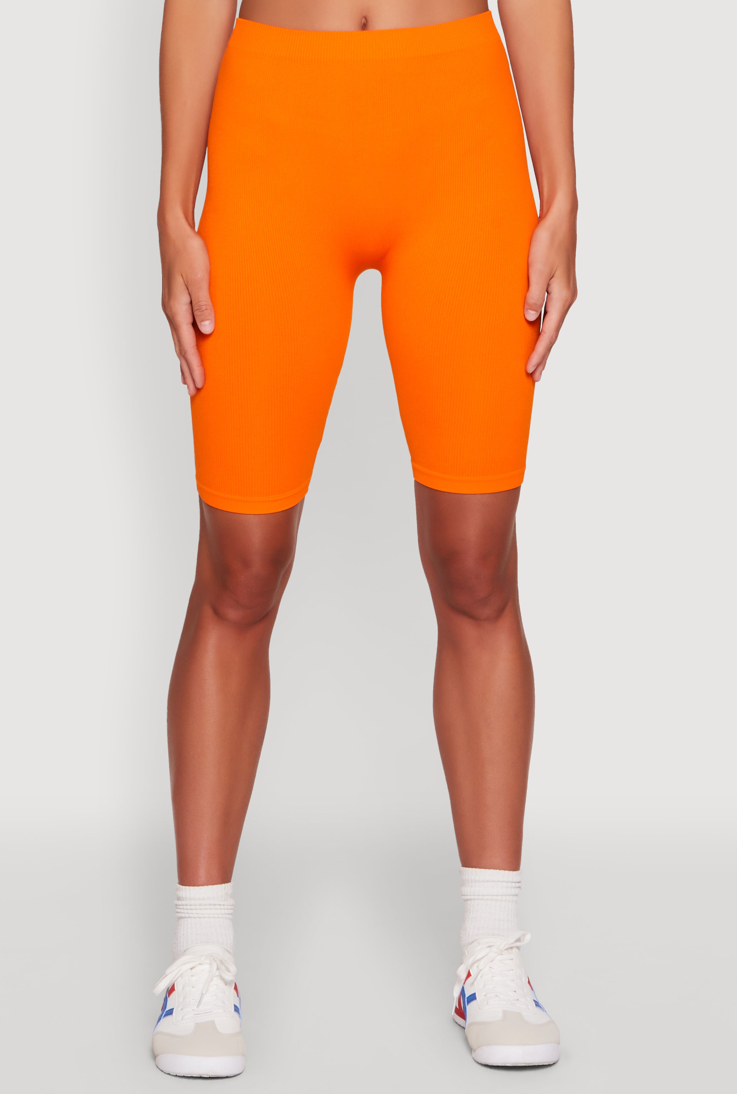 Seamless Rib Knit High Waisted Bike Shorts