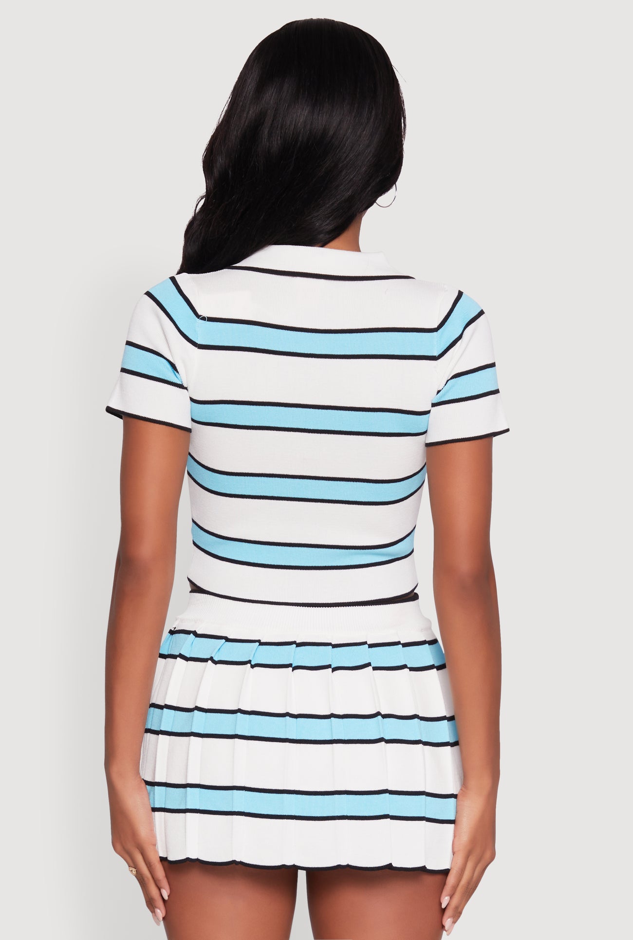 Daisy Classic Fit Striped Cropped Polo Shirt