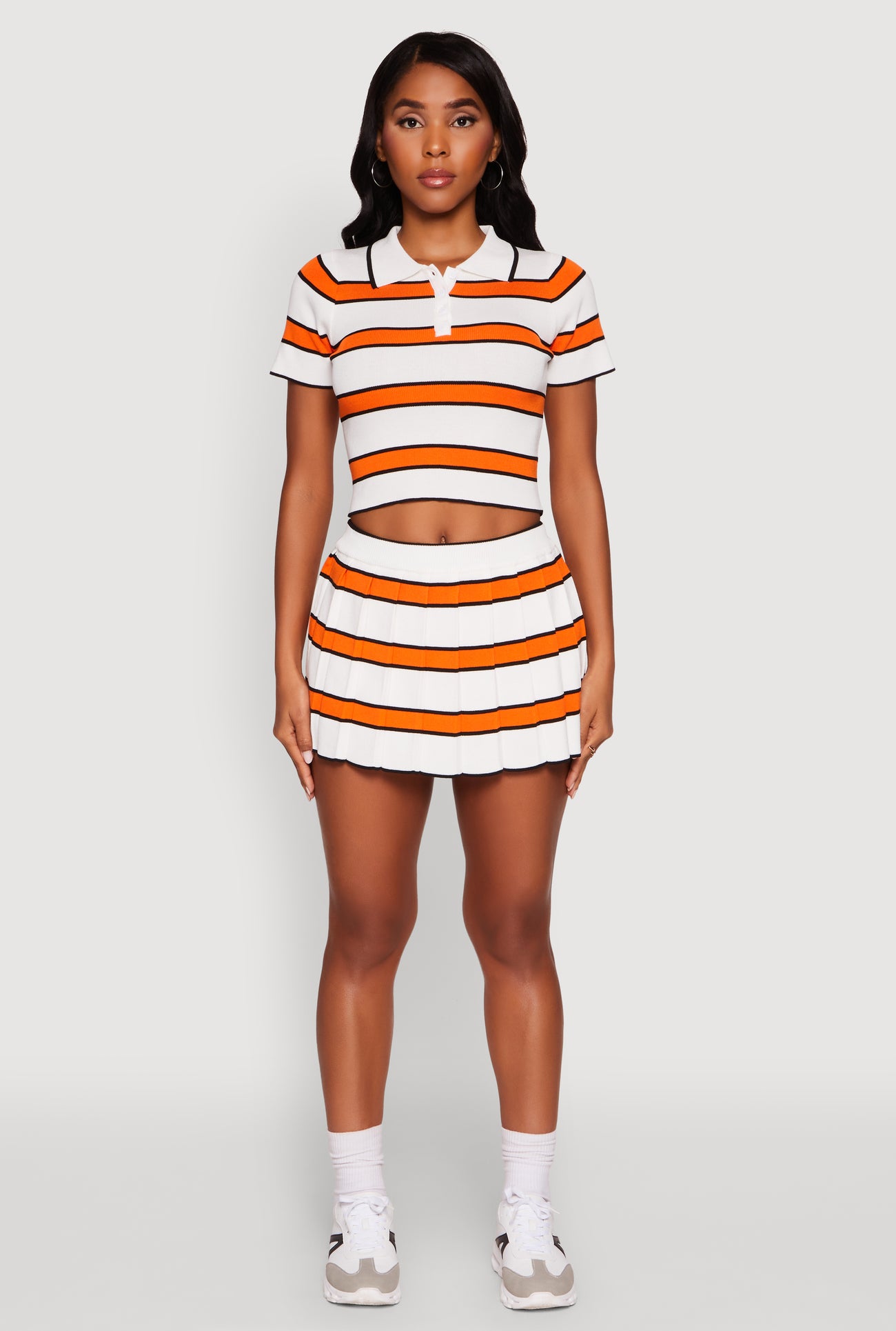 Daisy Classic Fit Striped Cropped Polo Shirt