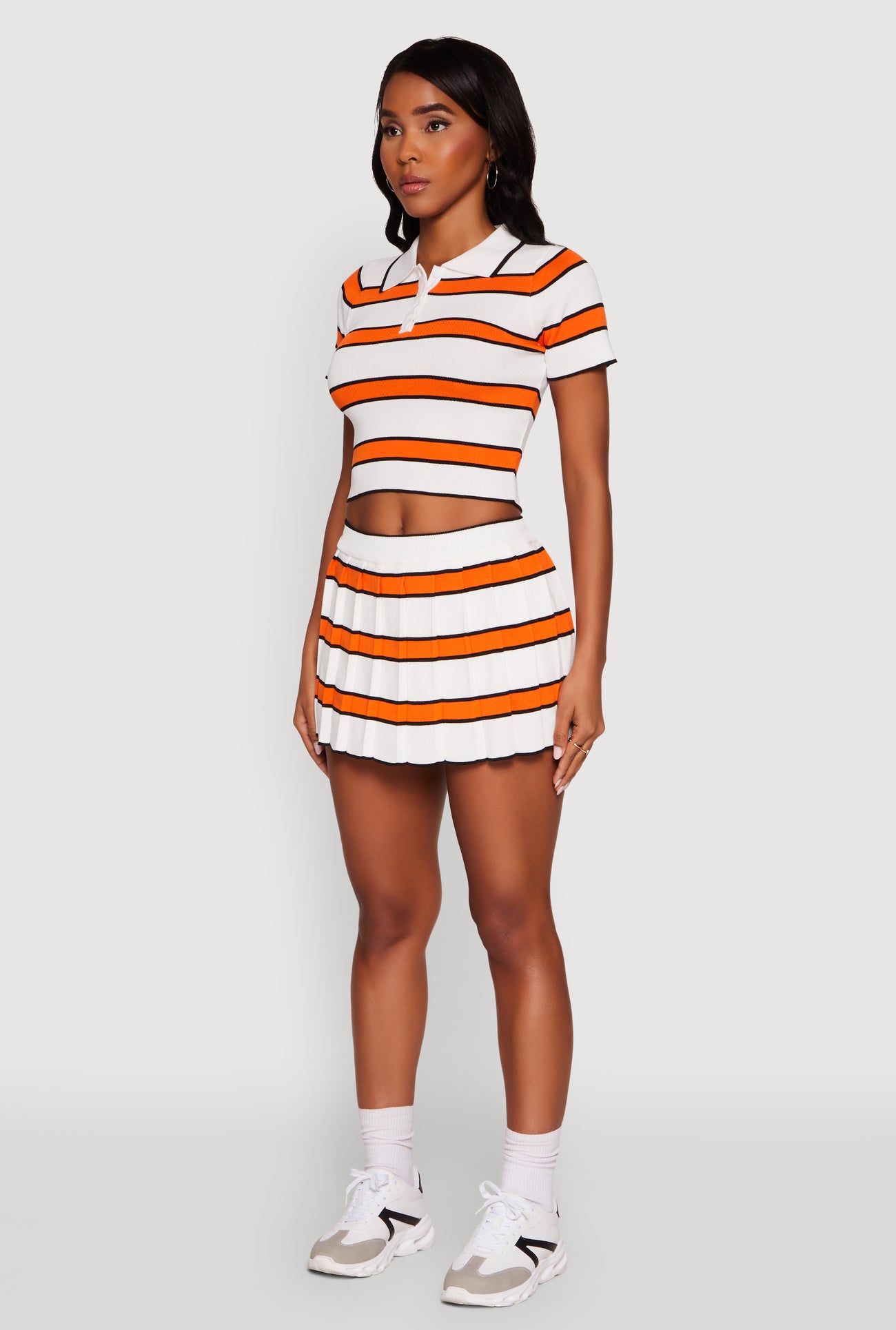 Daisy Classic Fit Striped Cropped Polo Shirt