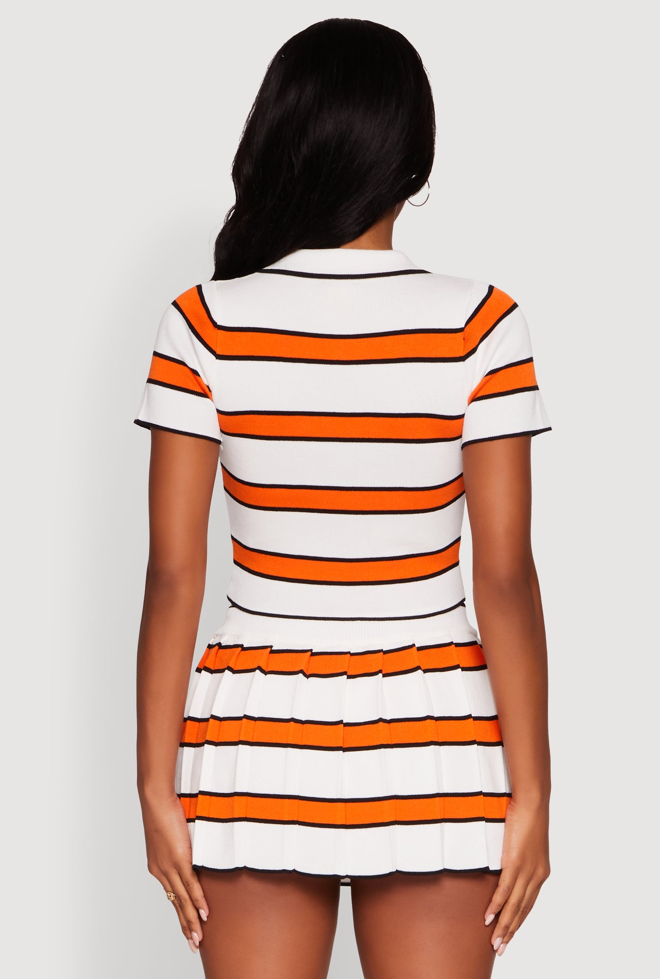 Daisy Classic Fit Striped Cropped Polo Shirt