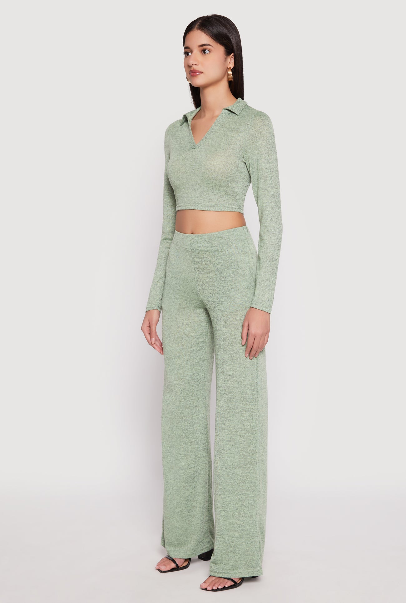 Daisy Long Sleeve Cropped Polo Shirt