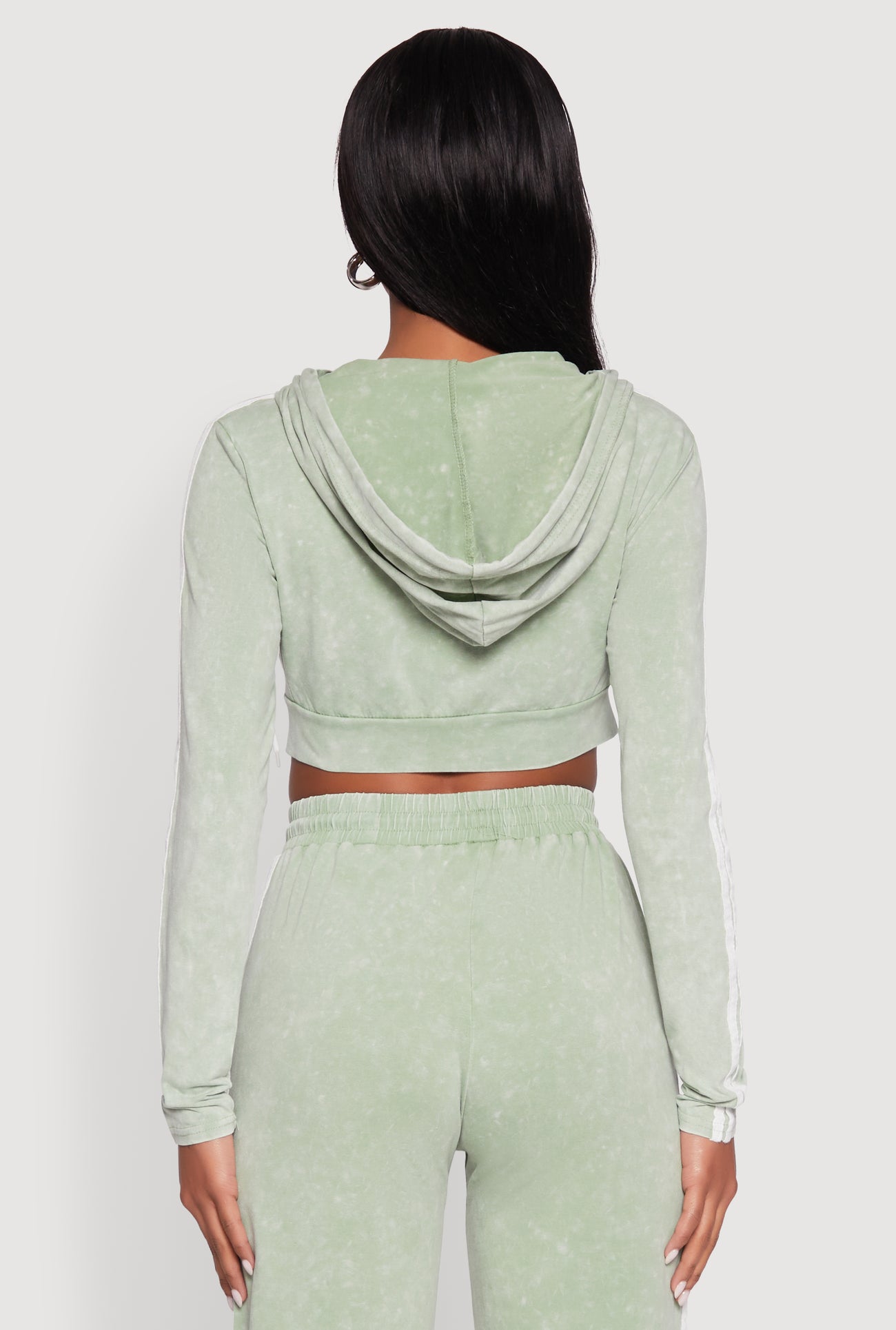 Daisy Mineral Wash Zip Front Cropped Hoodie