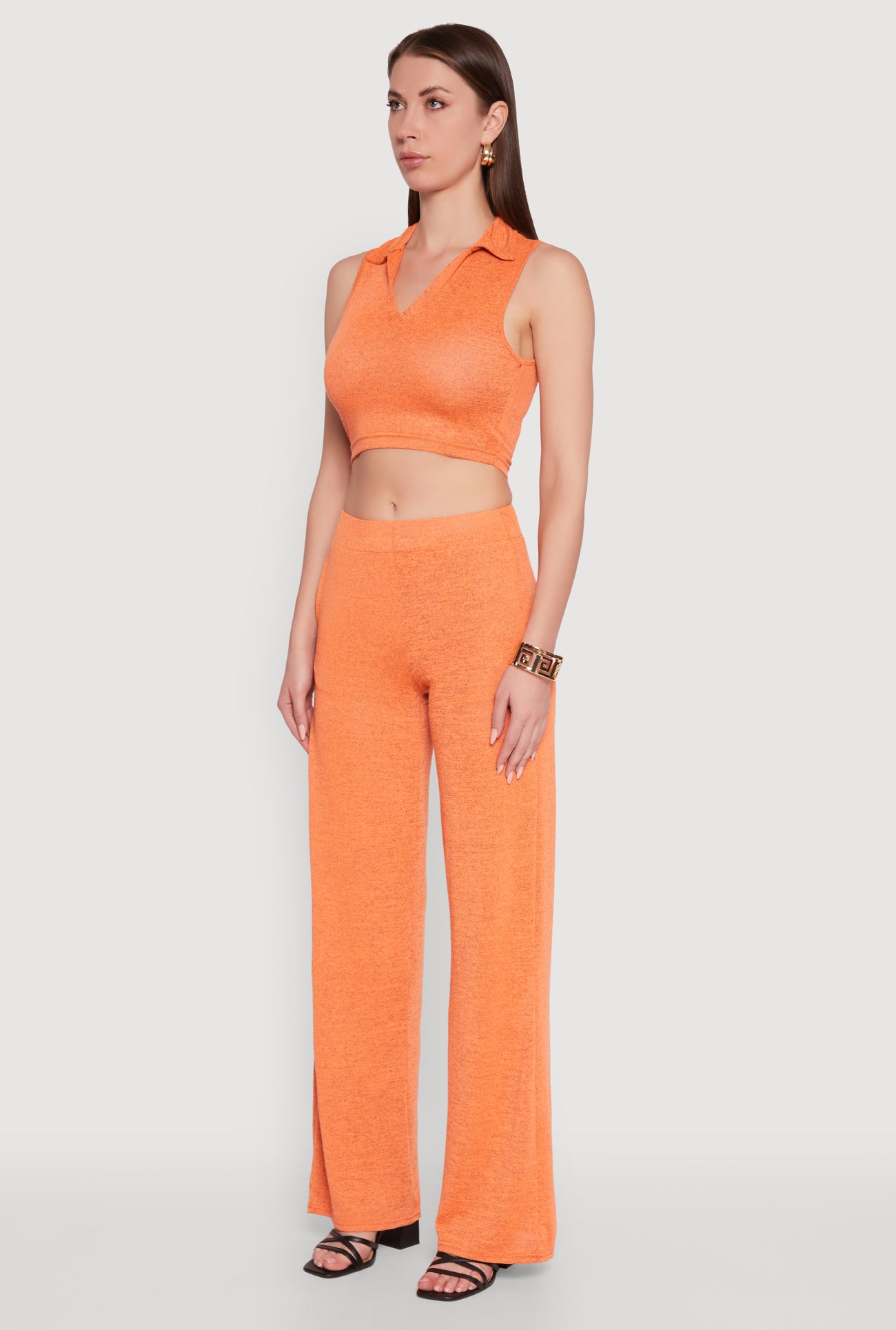 Daisy Sleeveless Collared Crop Top