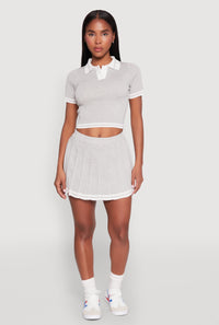 Daisy Varsity Stripe Cropped Polo Shirt