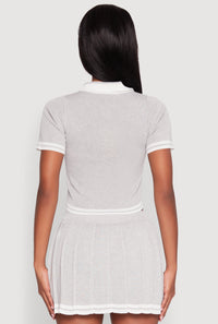 Daisy Varsity Stripe Cropped Polo Shirt