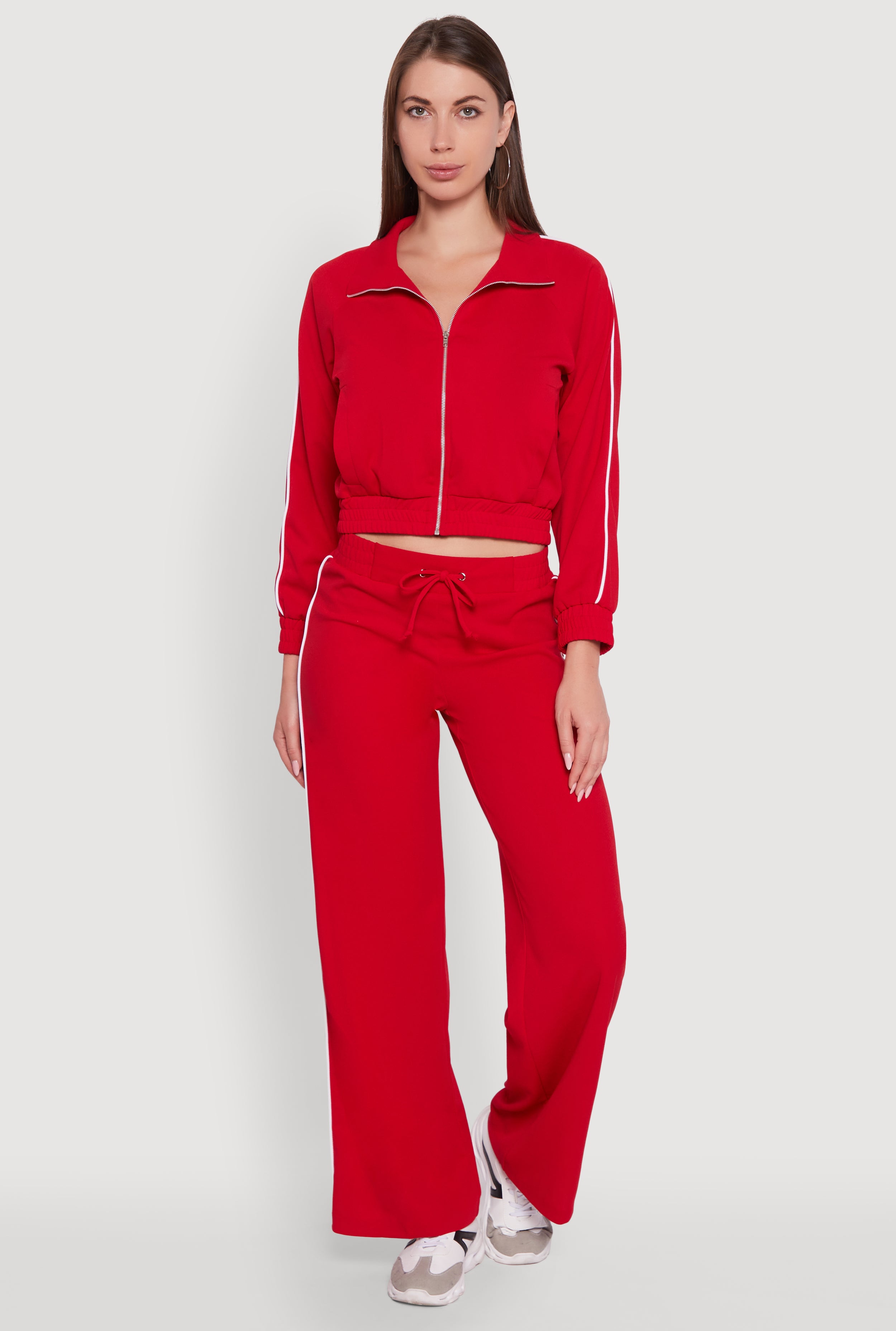 Wide Leg Crepe Knit Casual Pants