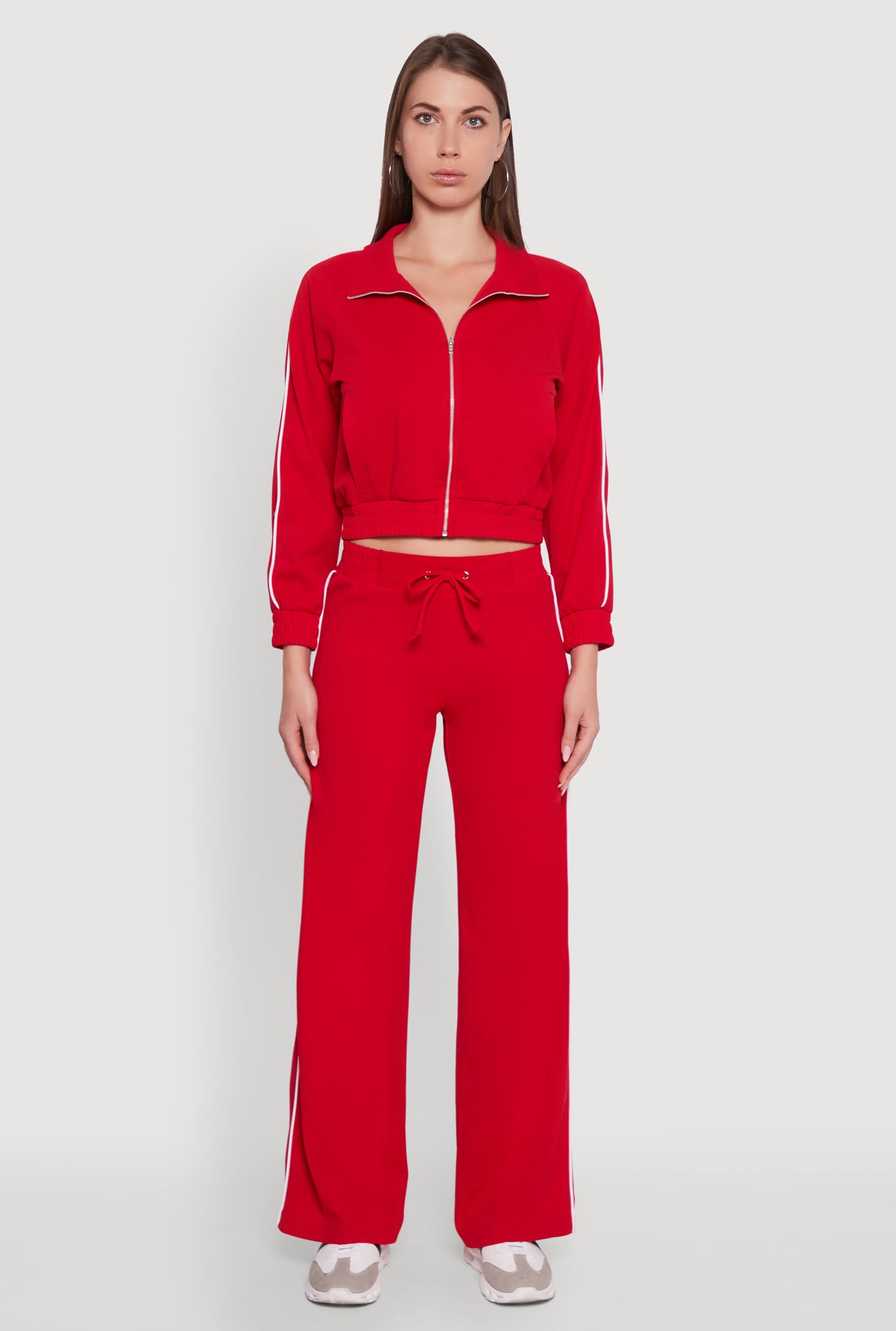 Wide Leg Crepe Knit Casual Pants