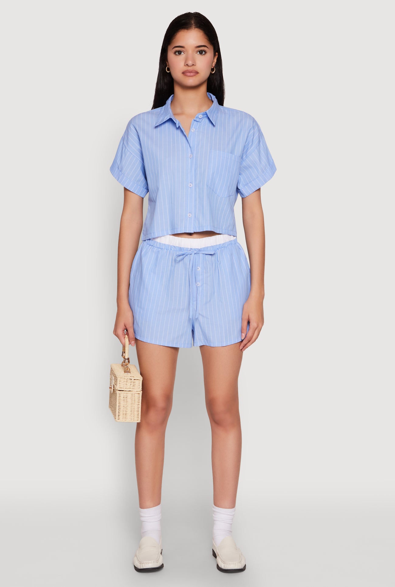 Iris Pinstripe Cropped Shirt