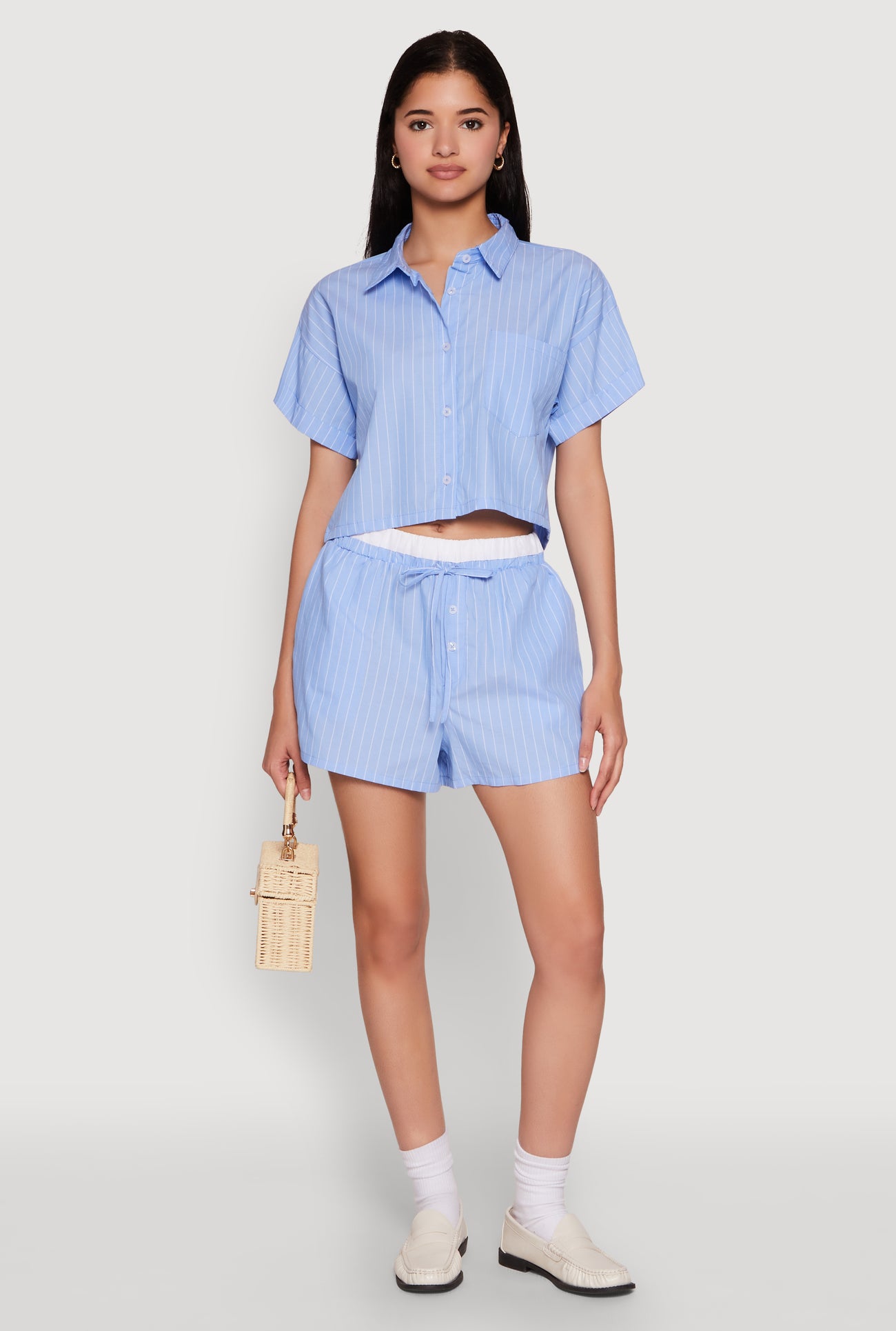 Iris Pinstripe Cropped Shirt