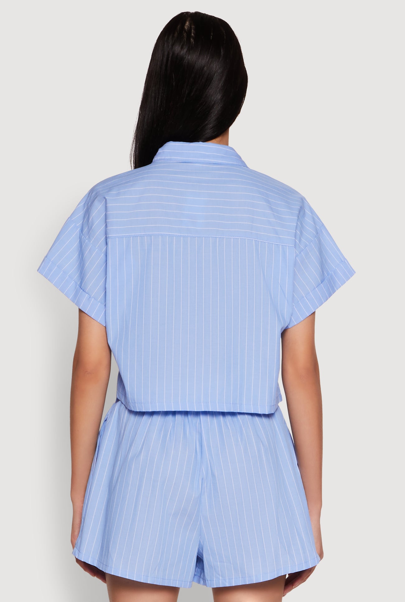 Iris Pinstripe Cropped Shirt