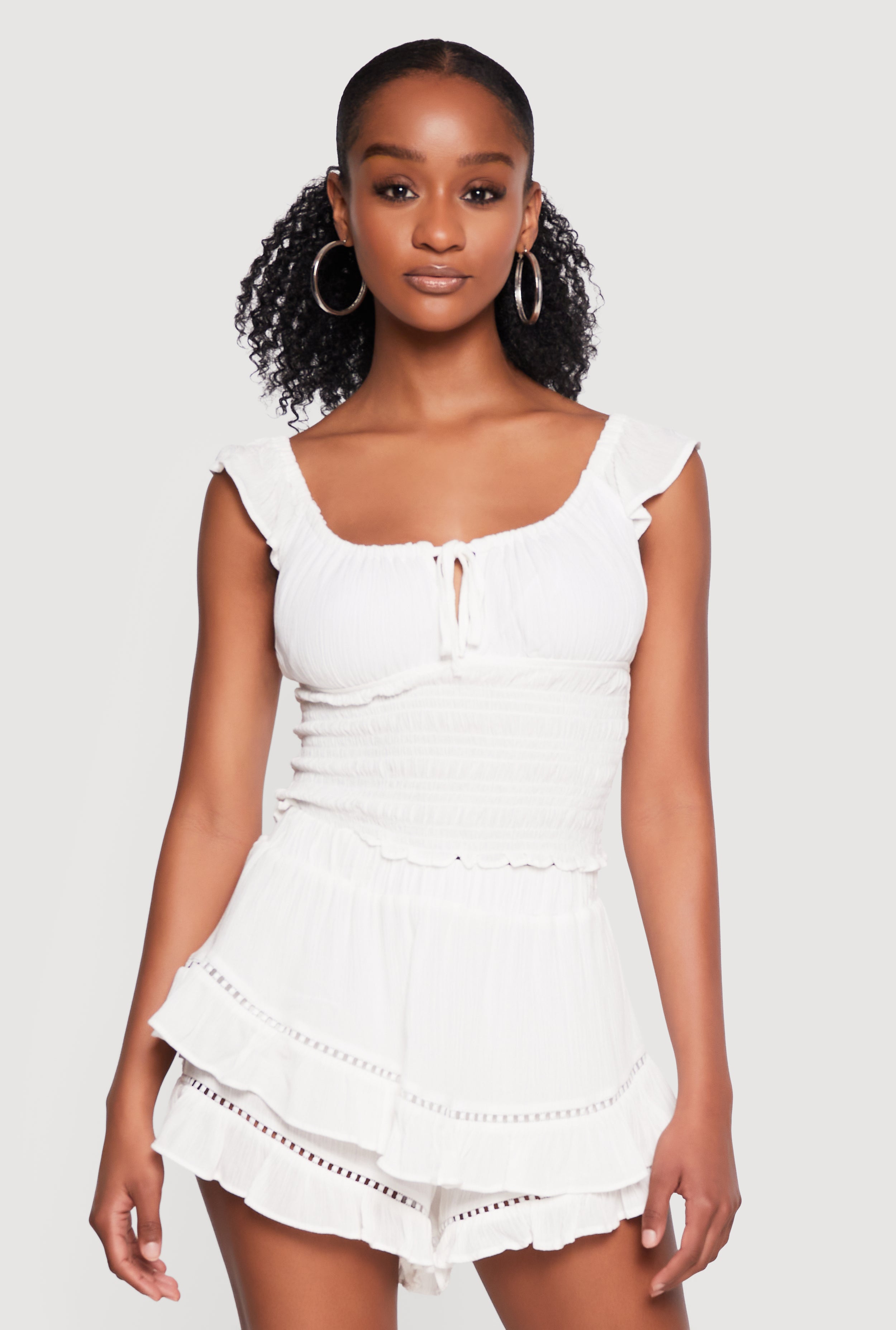 Ruffle Trim Tops | Rainbow Shops