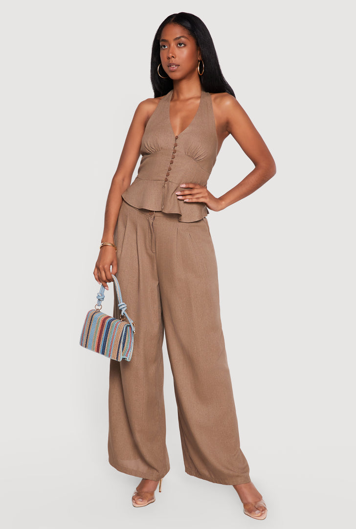 ladies brown dress slacks JEKAOYI Wide Leg Pants Womens High Waisted Work Pants Business Casual Outfits Office Trousers with Pockets at Amazon Women's Clothing store zip up with button closure Making A Change Chocolate Brown