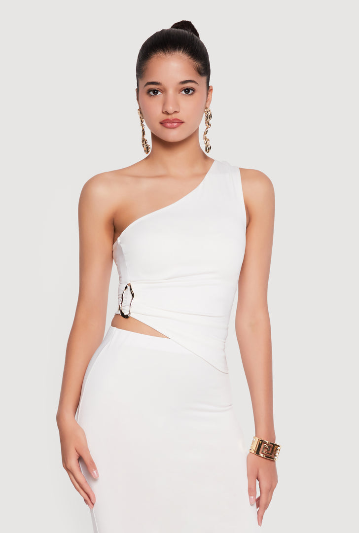 strapless open back dress LUXE~One Shoulder Style Gown With Hair Clip Ruffled Shades Of Pink –  Kulreeti® main image 0
