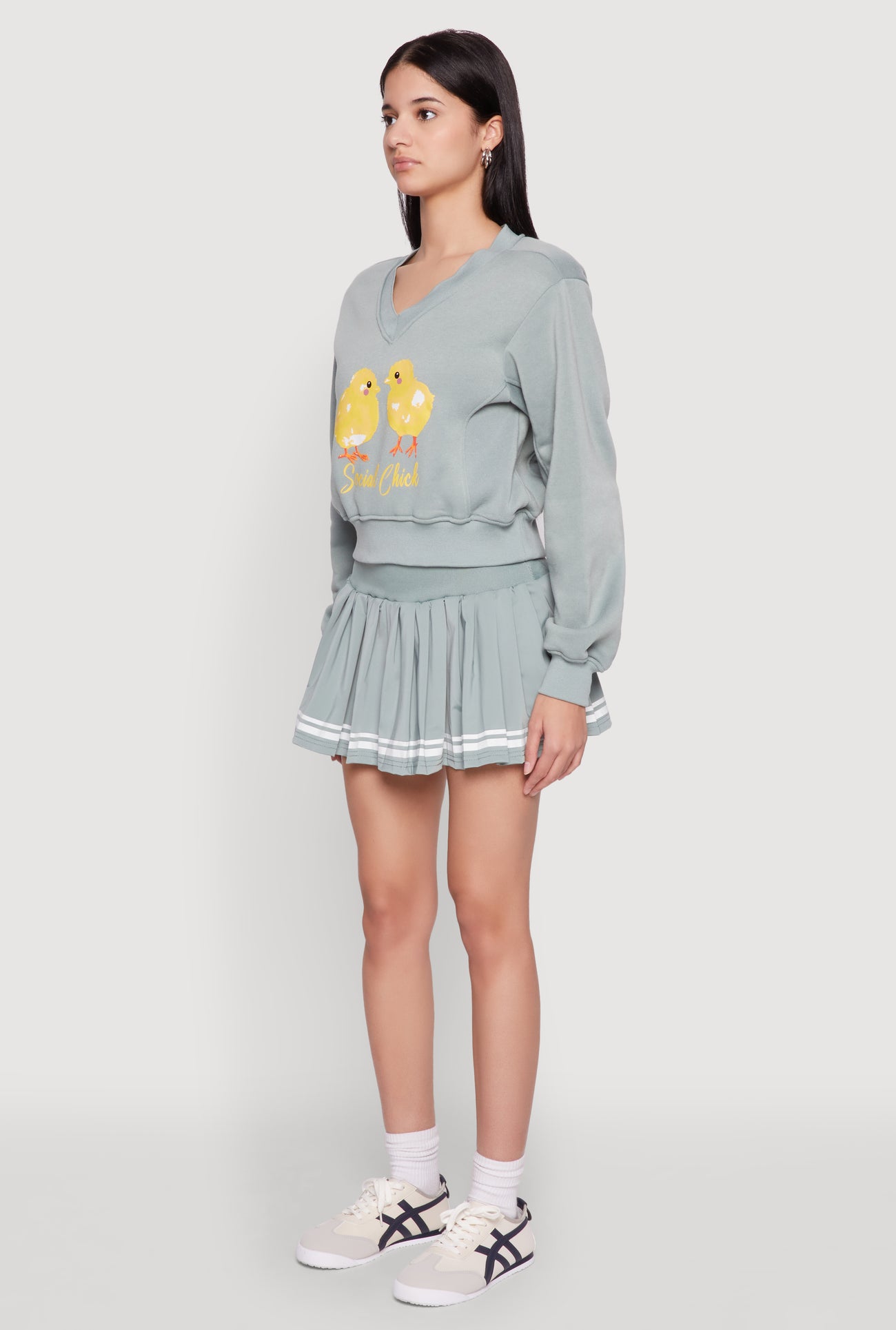 V Neck Printed Pattern Sweatshirt